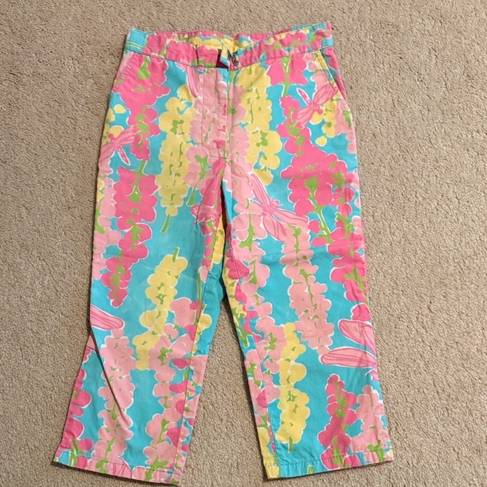 Lilly Pulitzer Yellow Blue and Pink Floral Pants